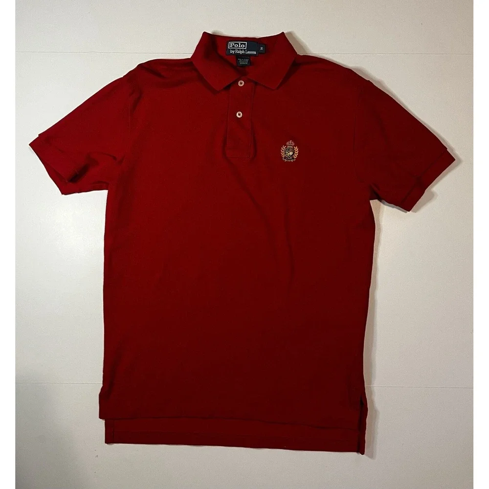 Vintage Polo Ralph Lauren 90s Crest Golf Shirt Size Small Red